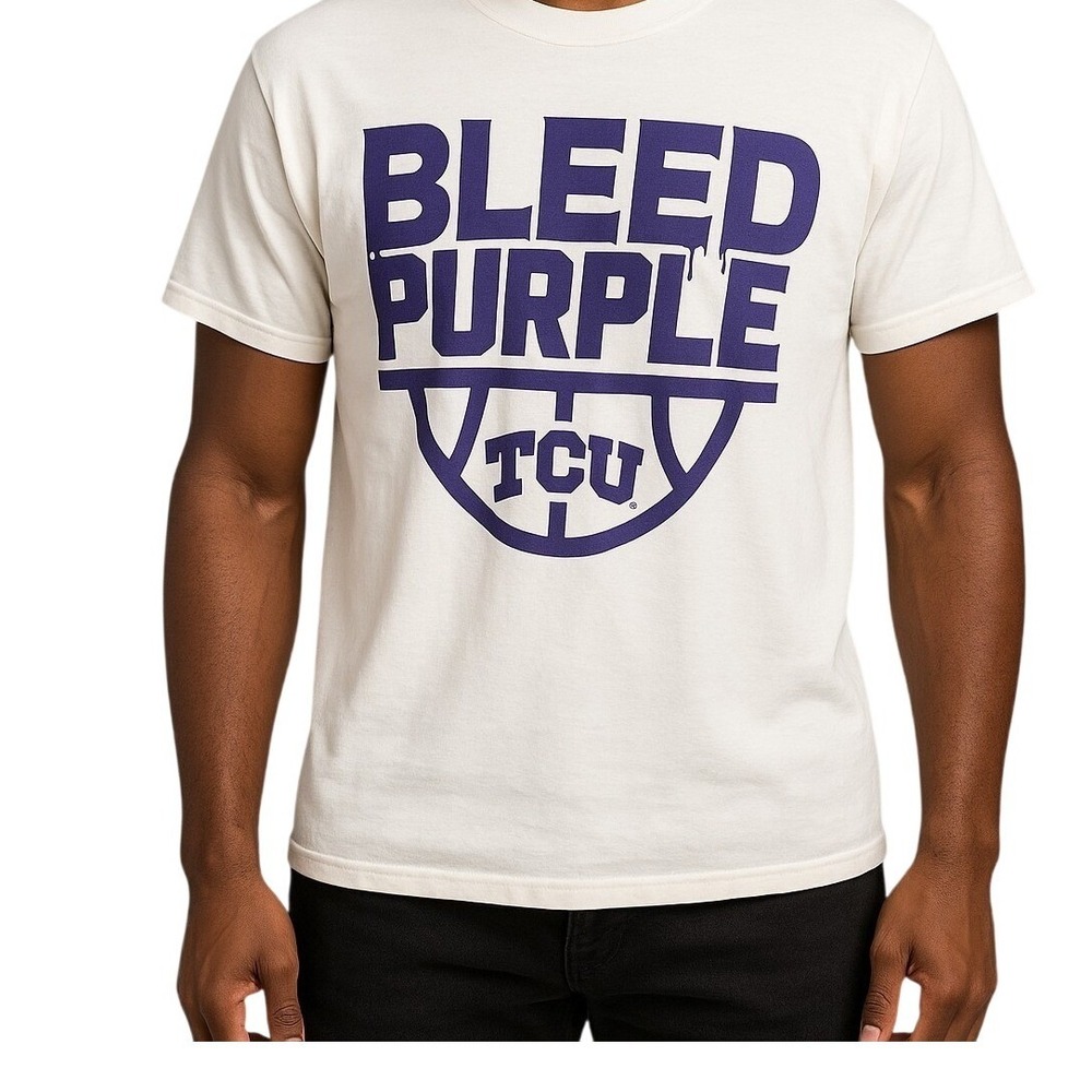Vintage Gildan TCU T-Shirt Mens XL White  Bleed‎ Purple Basketball Graphic Tee